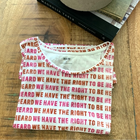Anthropologie Maeve Right to Be Heard Voters Rights Tee Womens Size Small - Picture 5 of 12